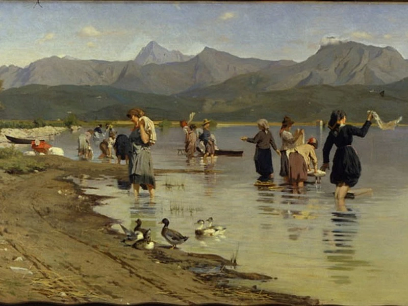 1842-								Eugenio Cecconi - Le lavandaie a Torre del Lago (1880)